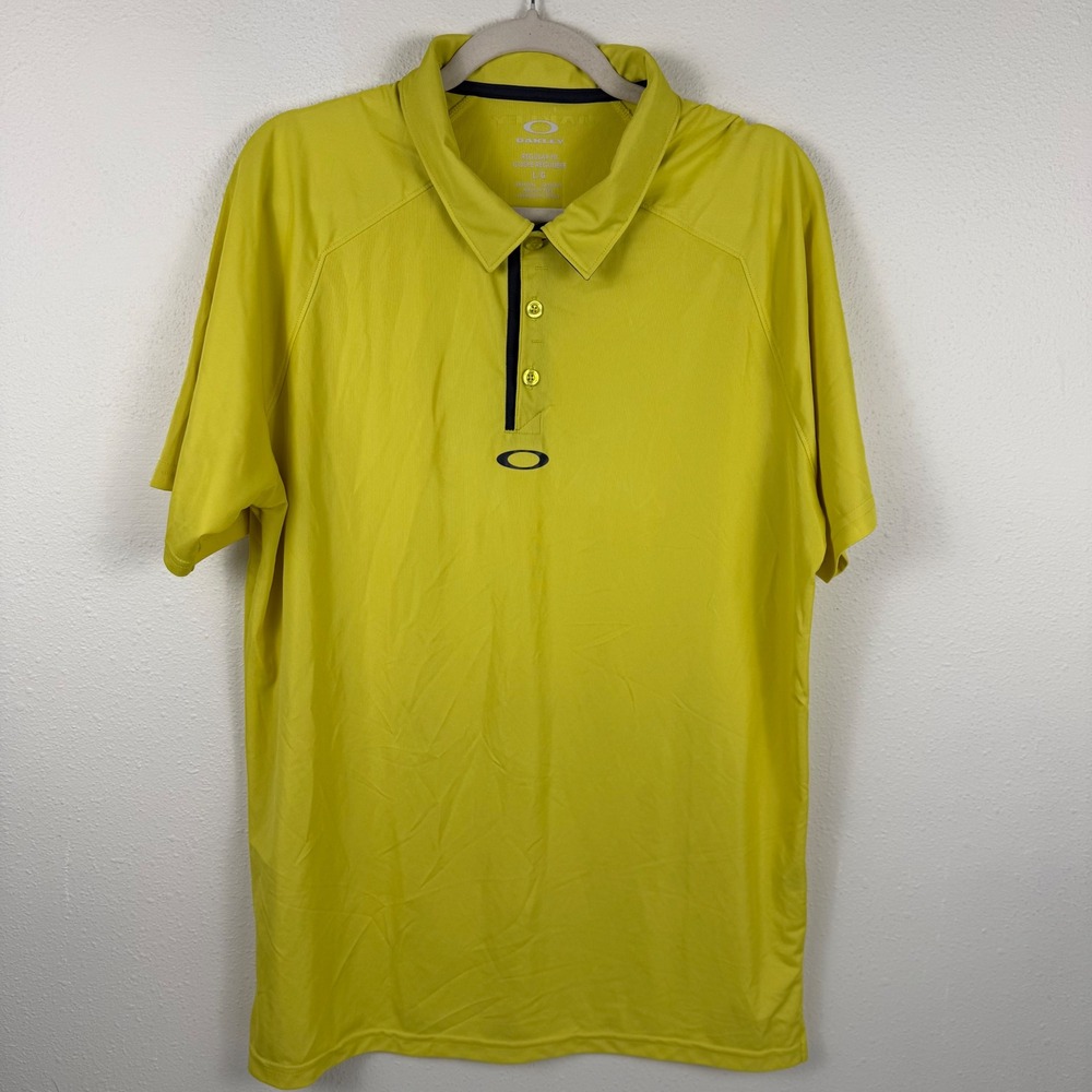 Oakley Mens Yellow‎ Short Sleeve Polo Shirt O Hydrolix Regular Fit Golf Large